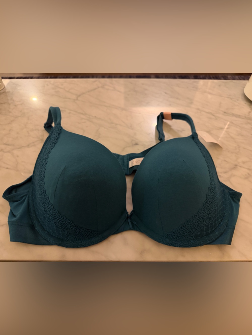 Cacique Teal Lace-Trim Molded T-Shirt Bra